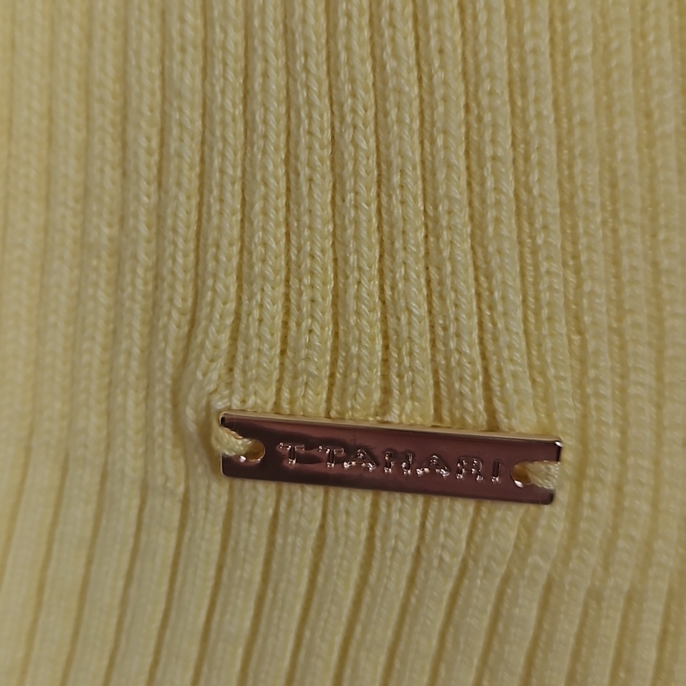 Tahari Ombre Ribbed Top, White, Sunny Yellow, XL - Picture 2 of 4